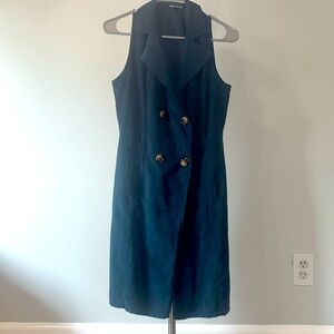 Navy Blue Business Casual Sleeveless Coat